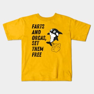 Farts And Orcas Set Them Free Kids T-Shirt